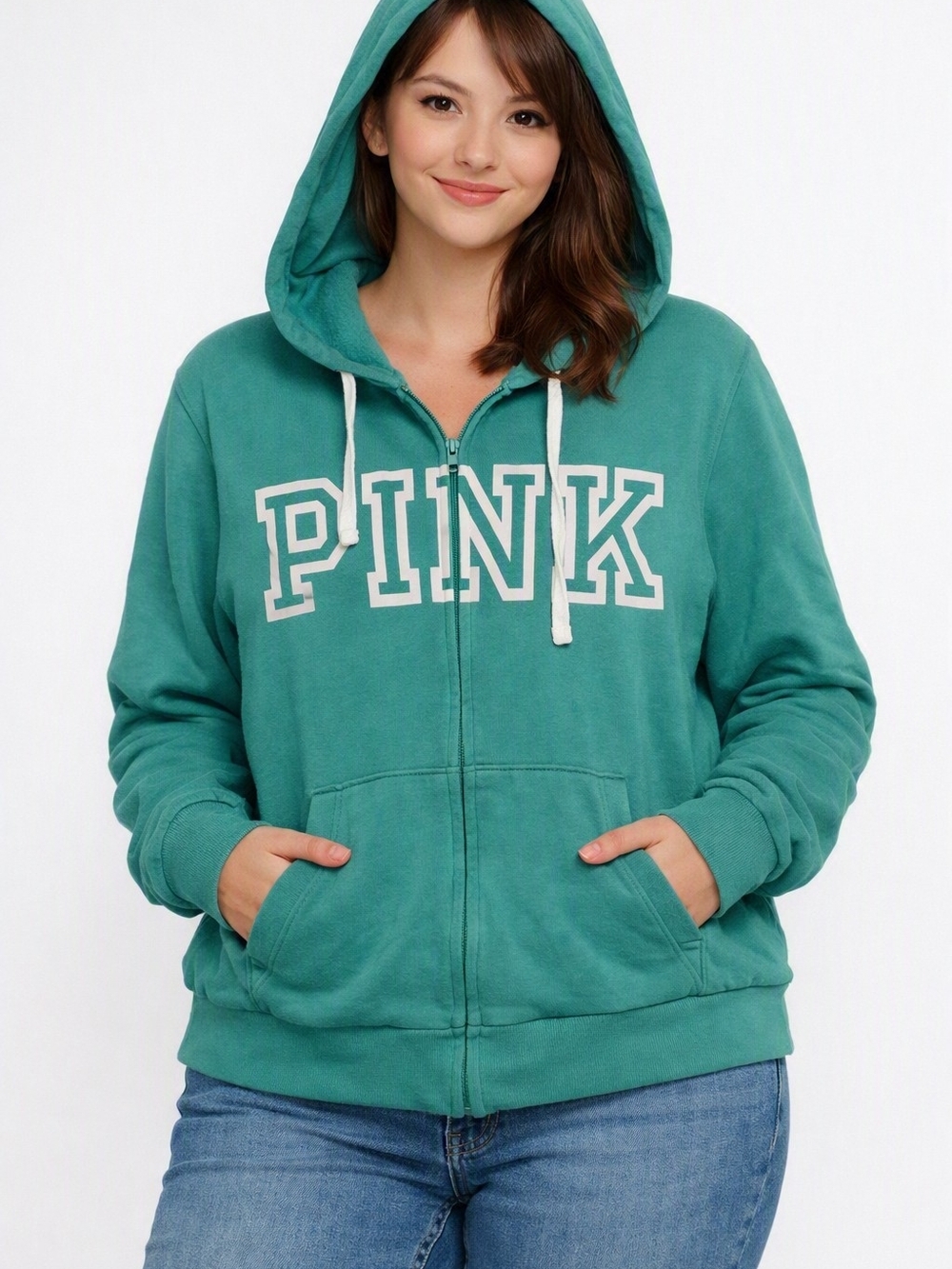 Victorias Secret PINK Teal Zip-Up Hoodie